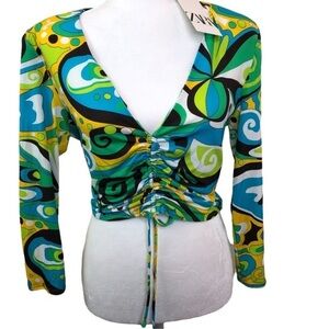 NWT Zara Retro Long Sleeve Crop Top